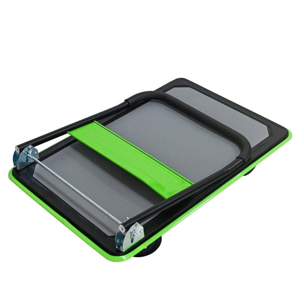 Huluwat Green 660 lbs. D-Handle Foldable Platform Hand Truck with 2 360° Wheels and 2-Fixed Wheels (3)