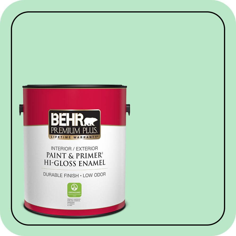 BEHR PREMIUM PLUS 1 gal. #460A-3 Canton Jade Hi-Gloss Enamel Interior/Exterior Paint & Primer