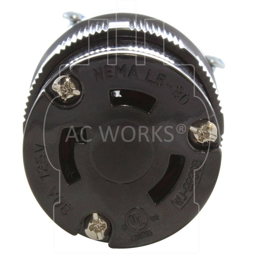 AC WORKS NEMA L5-30R 30A 125V 3-Prong Locking Female Connector in Black with UL, C-UL Approval (3)