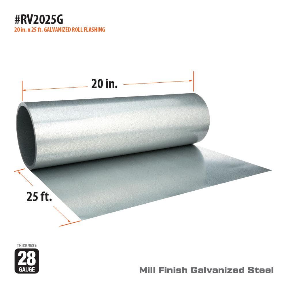Gibraltar Building Products 20 in. x 25 ft. Galvanized Steel Roll Valley Flashing (3)