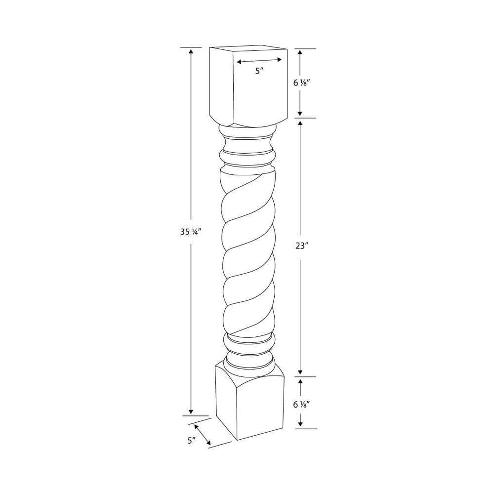 American Pro Decor 35.25 in. x 5 in. Unfinished Solid North American Hard Maple Rope Kitchen Island Leg (4-Pack) (3)