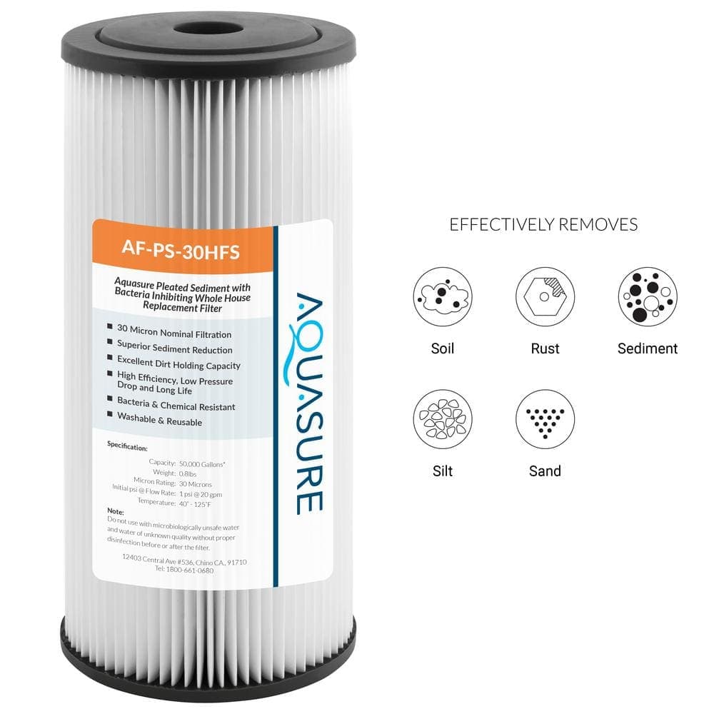 AQUASURE FortitudeV2 Pleated Sediment Whole House Water Filter Cartridge (2)