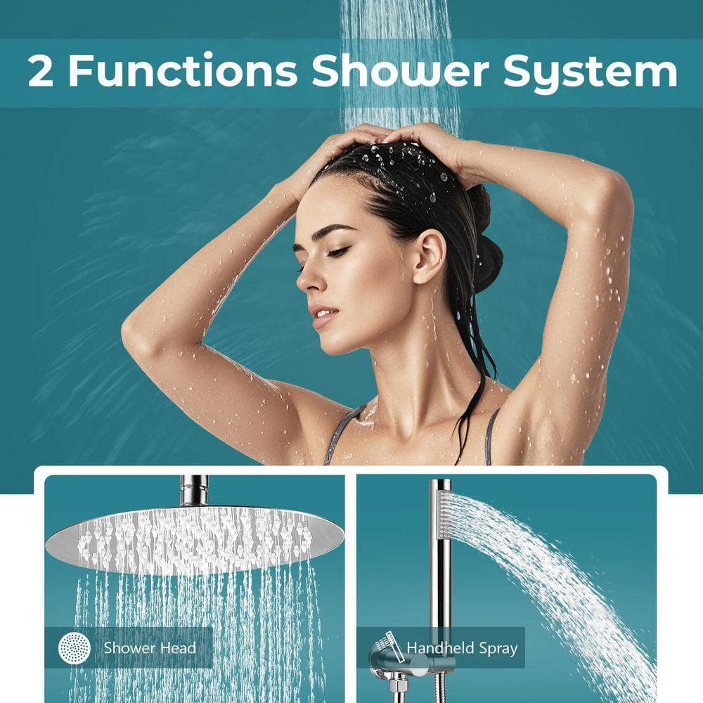 AKLFGN Single Handle 2-Spray 8. in Round Shower Faucet 5 GPM with 360° Swivel Adjustable Heads (4)