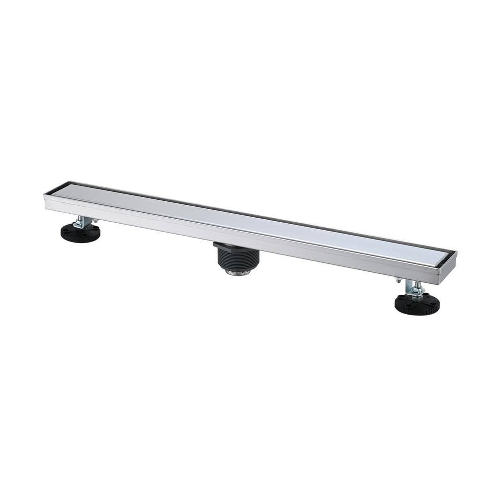 Tahanbath 24 in. Linear Shower Drain, Included Hair Strainer and Leveling Feet in Brushed Nickel (1)