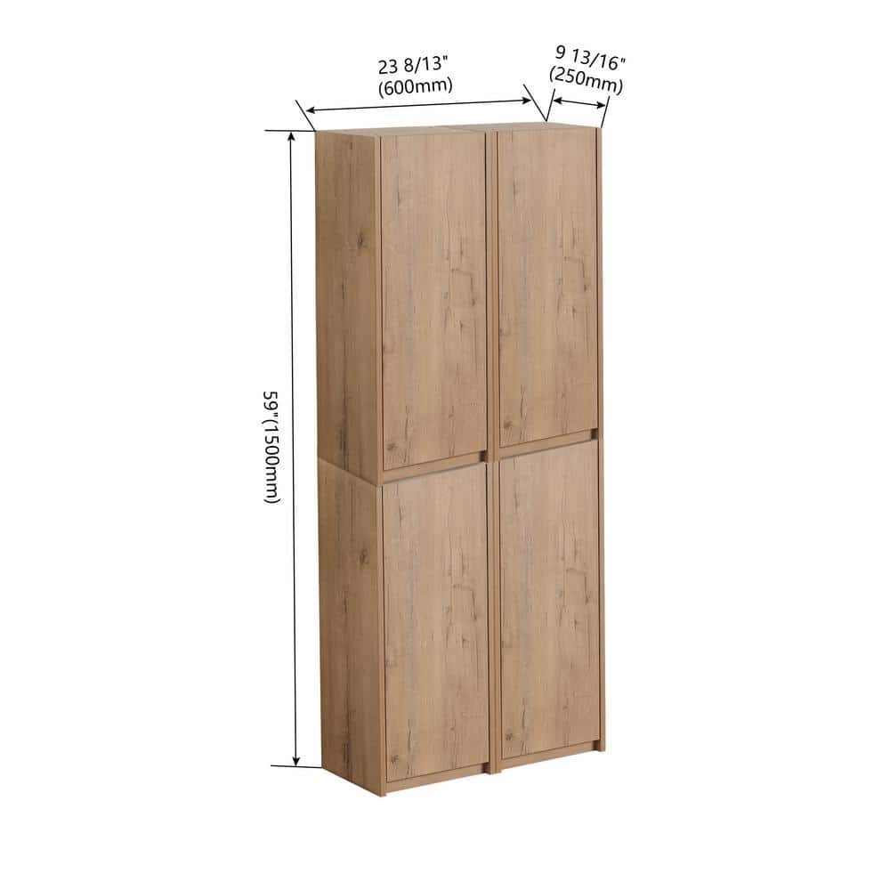 UPIKER Modern 24 in. W x 9.8 in. D x 59 in. H Bathroom Storage Wall Cabinet in Imitative Oak (3)