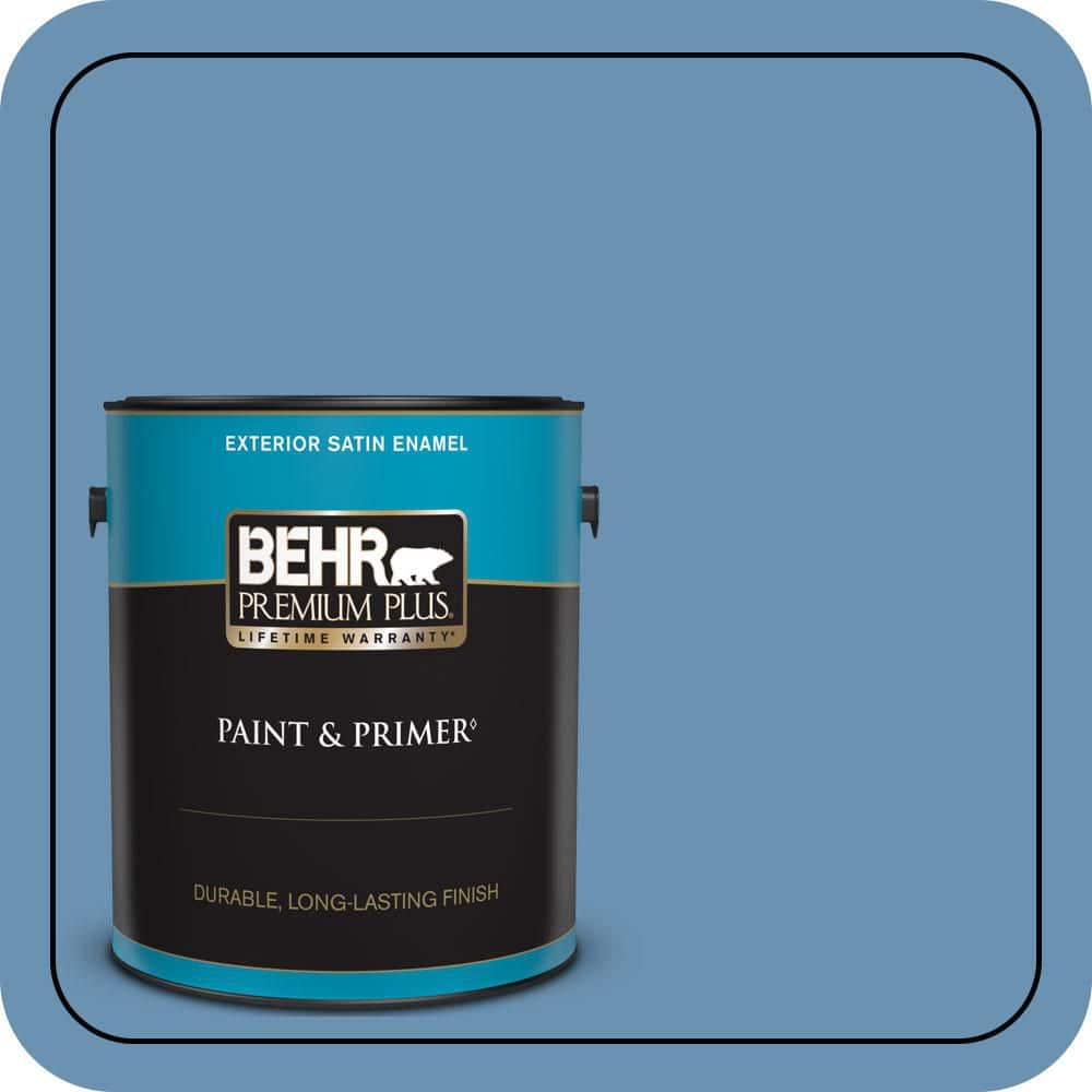 BEHR PREMIUM PLUS 1 gal. #M510-4 Brittany Blue Satin Enamel Exterior Paint & Primer