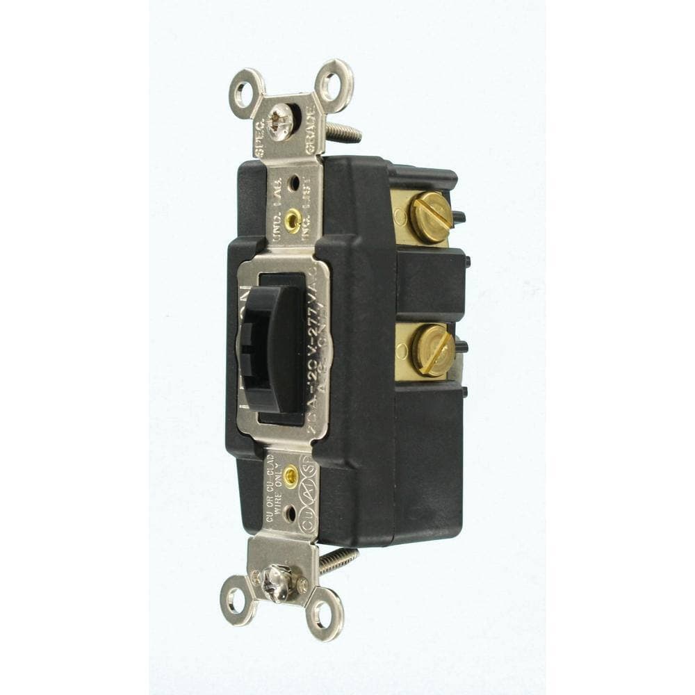 Leviton 20 Amp Industrial Grade Heavy Duty Single Pole Double-Throw Center-Off Maintained Contact Locking Switch, Brown (3)