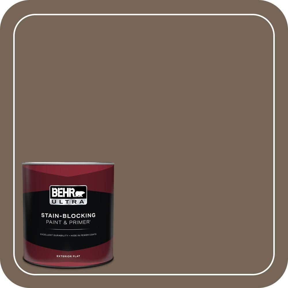 BEHR ULTRA 1 qt. #N220-6 Landmark Brown Flat Exterior Paint & Primer
