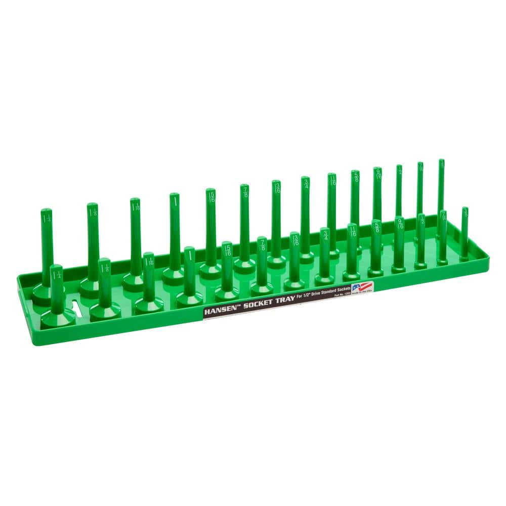 Hansen 1/2 in. Drive Standard 2-Row Socket Holder in Green