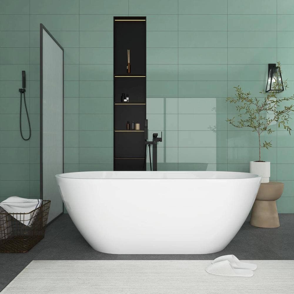 JimsMaison 67 in. x 30 in. Acrylic Freestanding Soaking Bathtub in Glossy White (2)