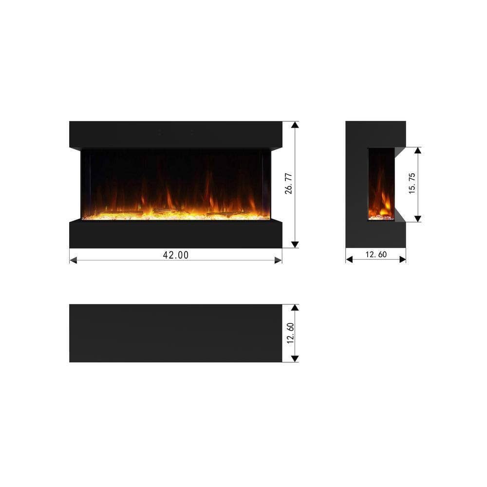Clihome 42 in. W Wall-Mounted/Inserted Electric Fireplace in Black (2)