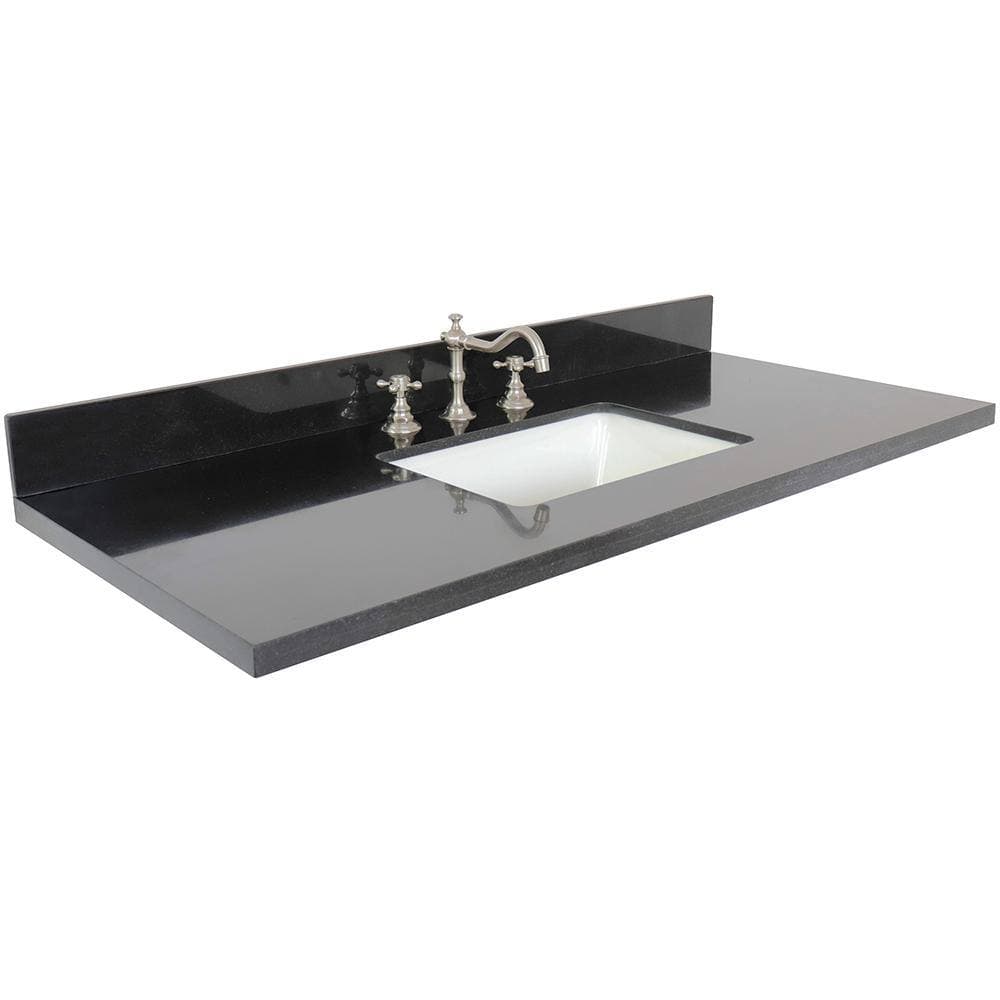 Bellaterra Home Ragusa II 49 in. W x 22 in. D Granite Single Basin Vanity Top in Black with White Rectangle Basin (2)
