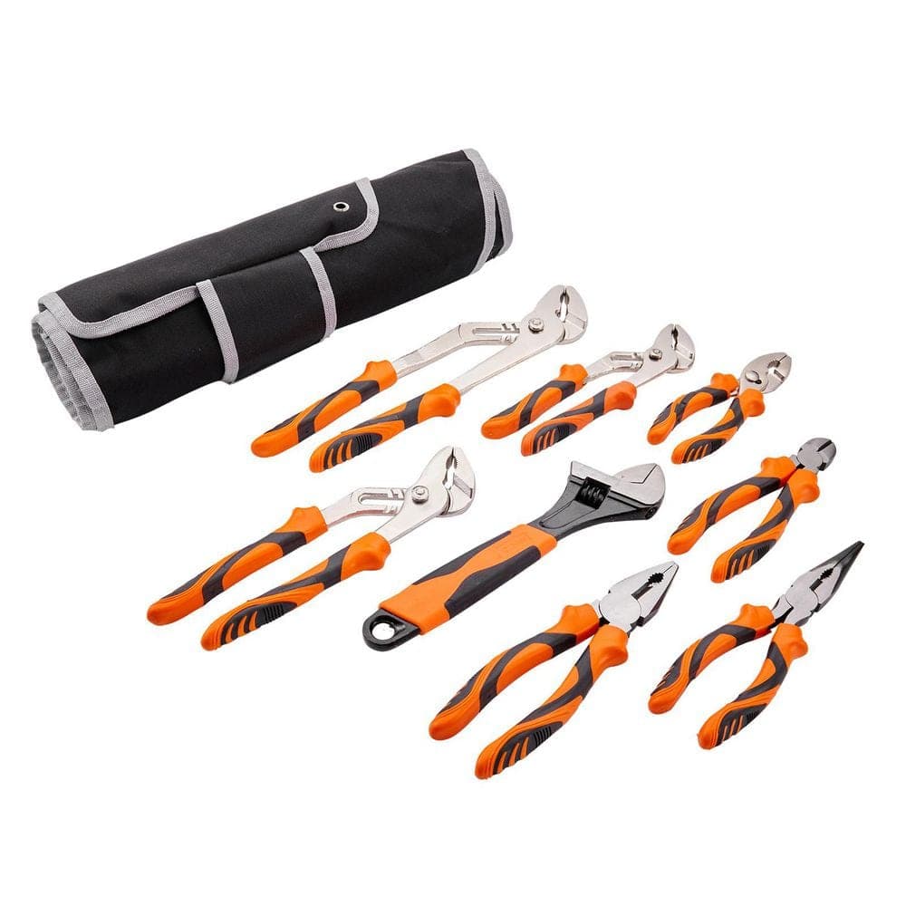 SKYSHALO 8-Piece Pliers Set, High Carbon Steel, Groove, Linesman's, Slip, Long Nose Pliers, Diagonal Cutter, Adjustable Wrench