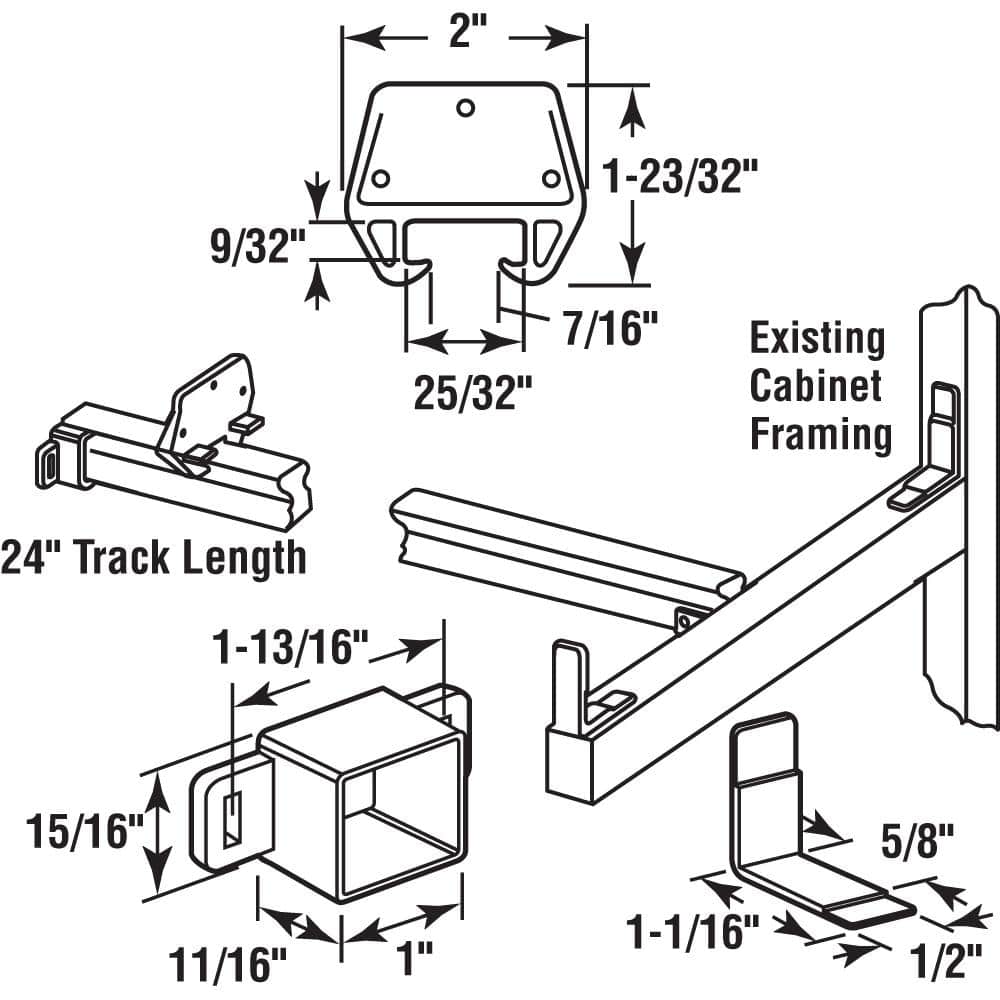 Everbilt 24 in. Wood Drawer Track Repair Kit (3)