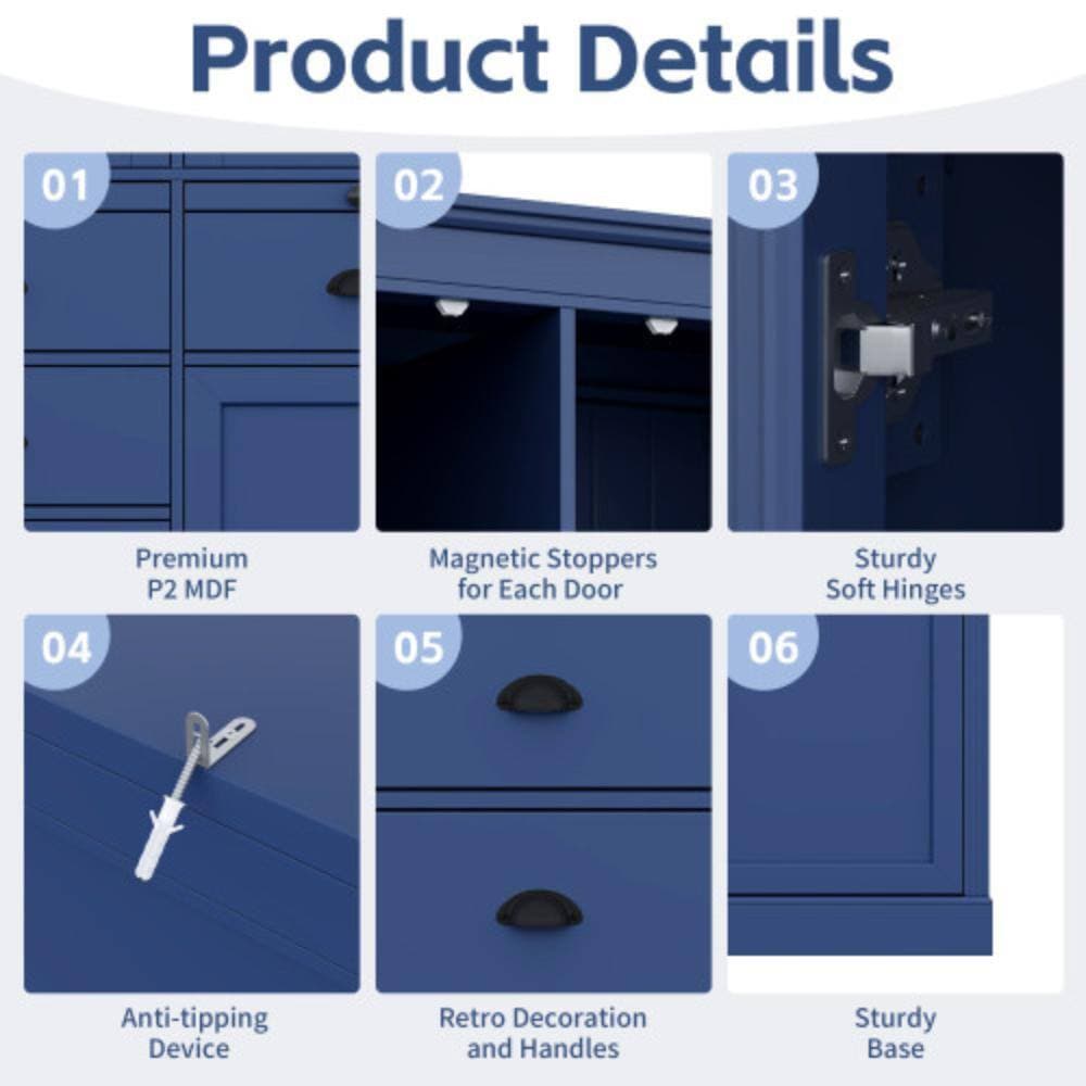 Unbranded 40 in. W x 20 in. D x 72 in. H Bathroom Blue Linen Cabinet (3)