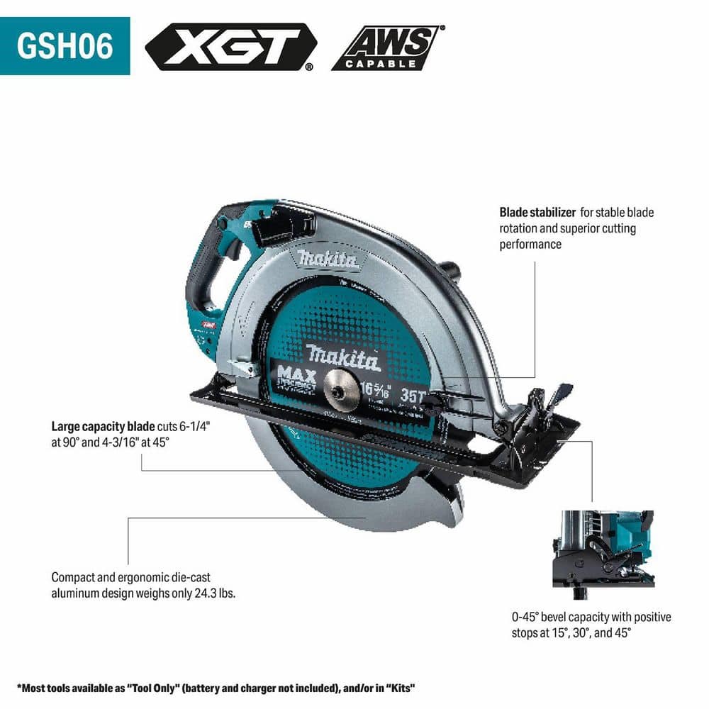Makita 40V max XGT Brushless Cordless 16-5/16 in. Circular Saw Kit, AWS Capable (5.0Ah) (3)