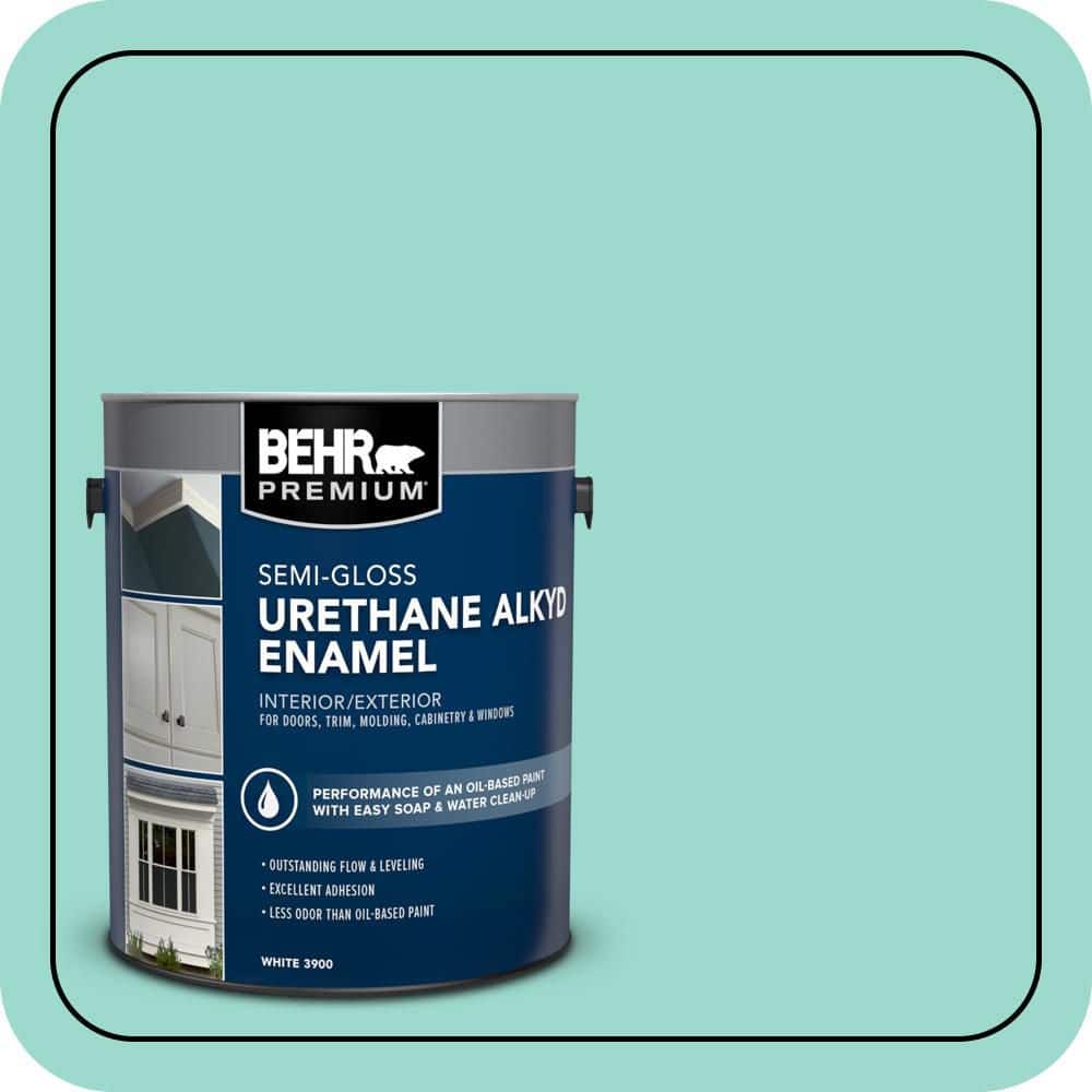 BEHR PREMIUM 1 gal. #P440-3 Fish Pond Urethane Alkyd Semi-Gloss Enamel Interior/Exterior Paint (1)