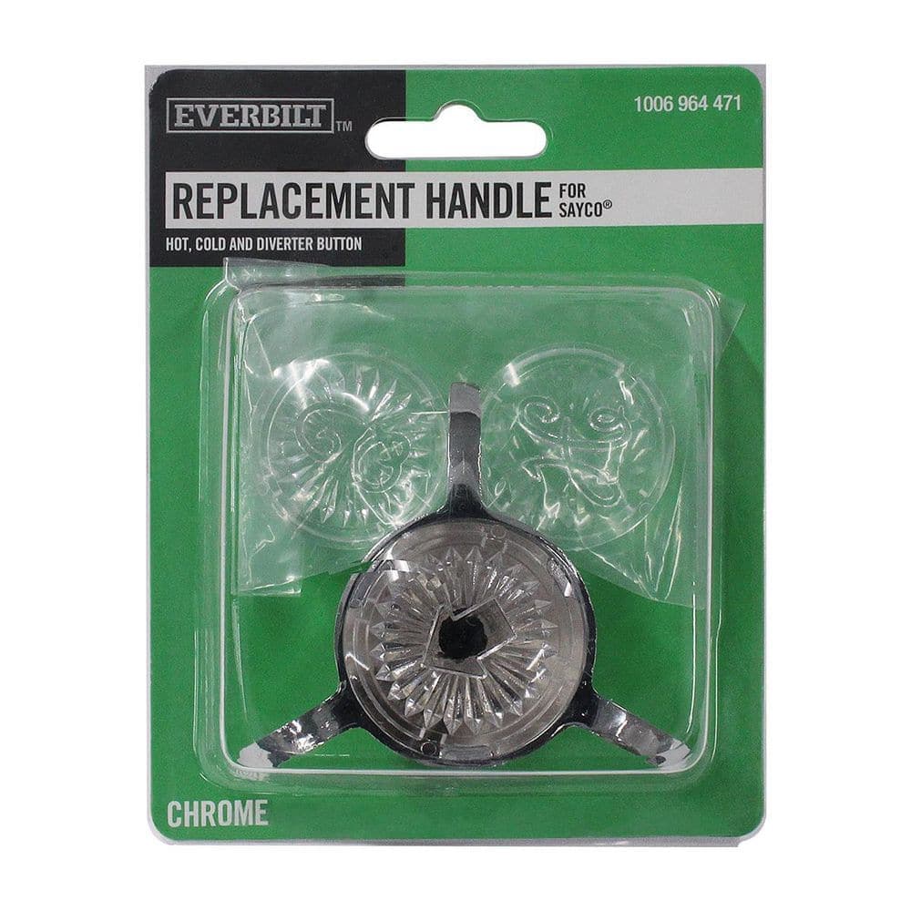 Everbilt Shower Faucet Handle Replacement in Chrome Finish for Sayco with Hot, Cold, and Diverter Index Buttons (2)