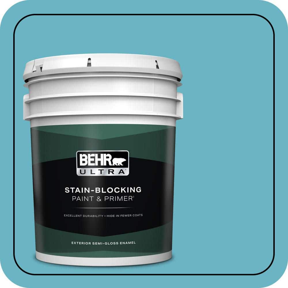 BEHR ULTRA 5 gal. #530D-5 Riverside Blue Semi-Gloss Enamel Exterior Paint & Primer