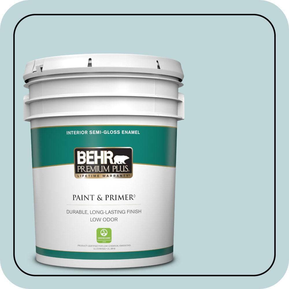 BEHR PREMIUM PLUS 5 gal. #S450-2 Wind Speed Semi-Gloss Enamel Low Odor Interior Paint & Primer