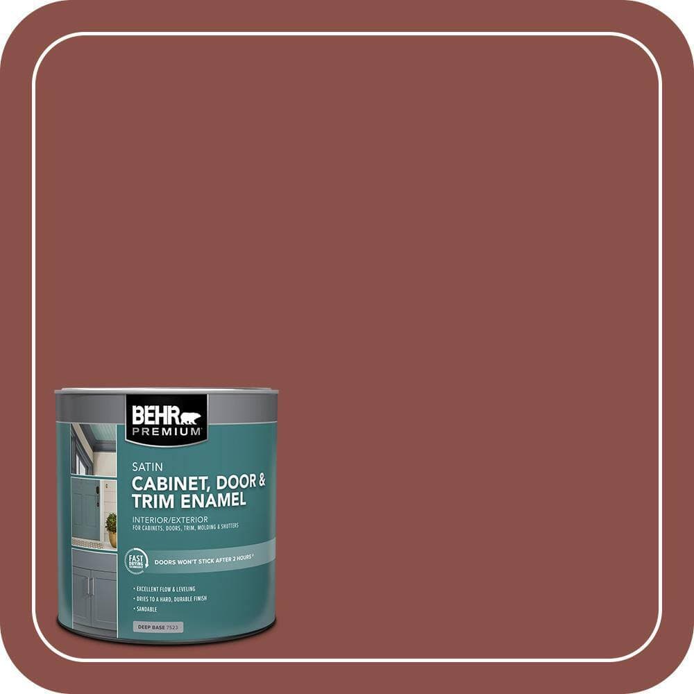 BEHR PREMIUM 1 qt. #S150-6 Spiced Berry Satin Enamel Interior/Exterior Cabinet, Door & Trim Paint (2)