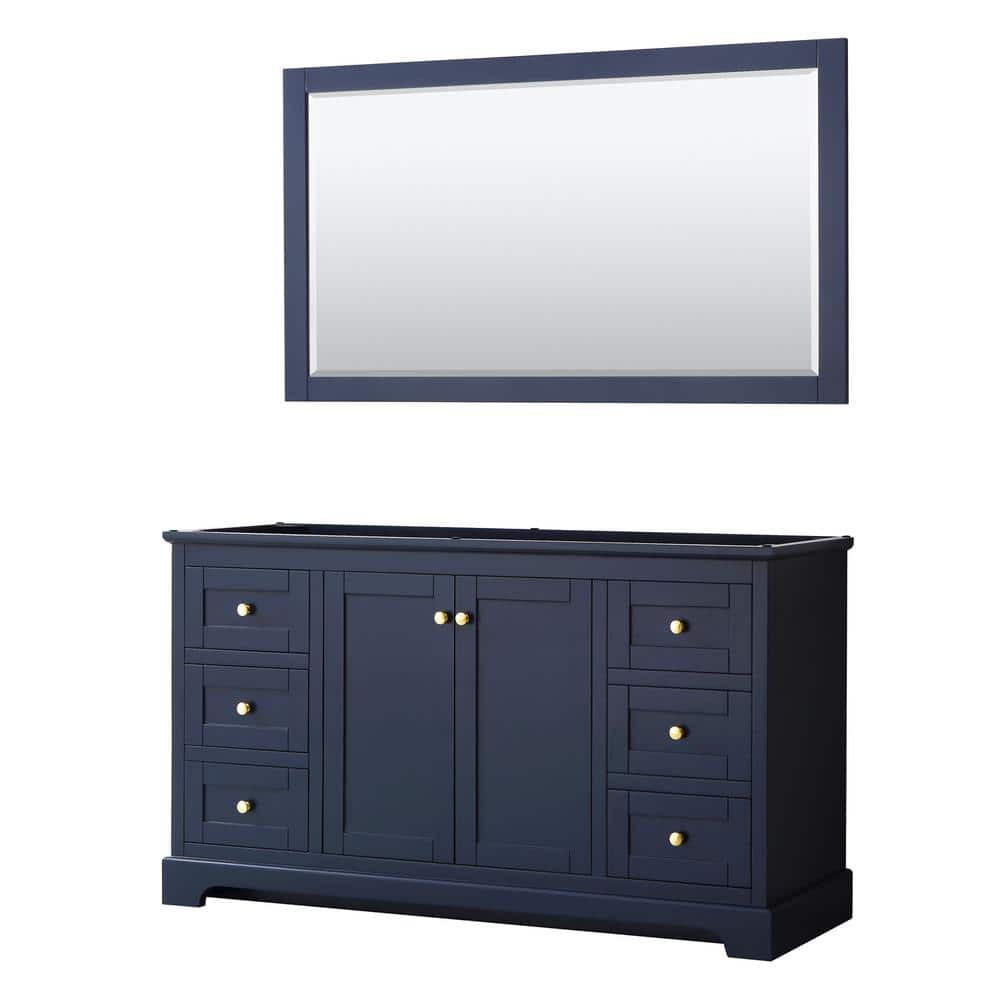 Wyndham Collection Avery 25 in. W 21.75 in. D 34.25 in. H Single Bath Vanity Cabinet without Top Dark Gray with 58 in. Mirror (1)