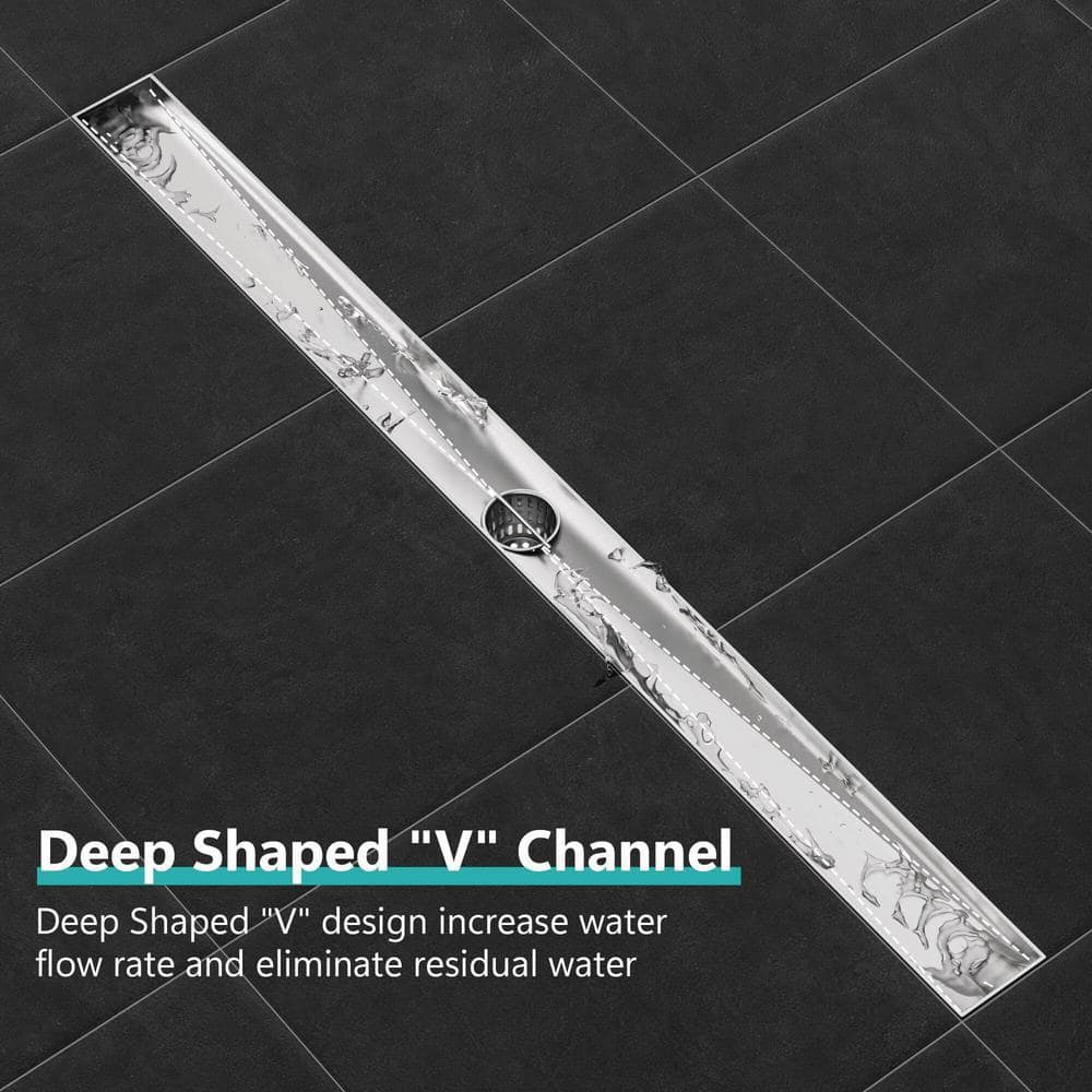 Neodrain 32 in. Stainless Steel Linear Shower Drain with Square Pattern Surface (3)