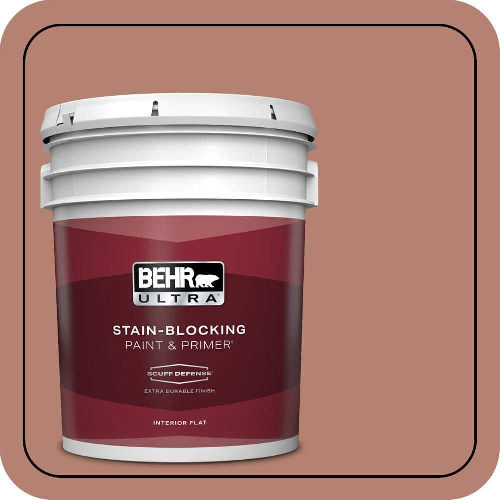 BEHR ULTRA 5 gal. #S180-5 Auburn Glaze Extra Durable Flat Interior Paint & Primer
