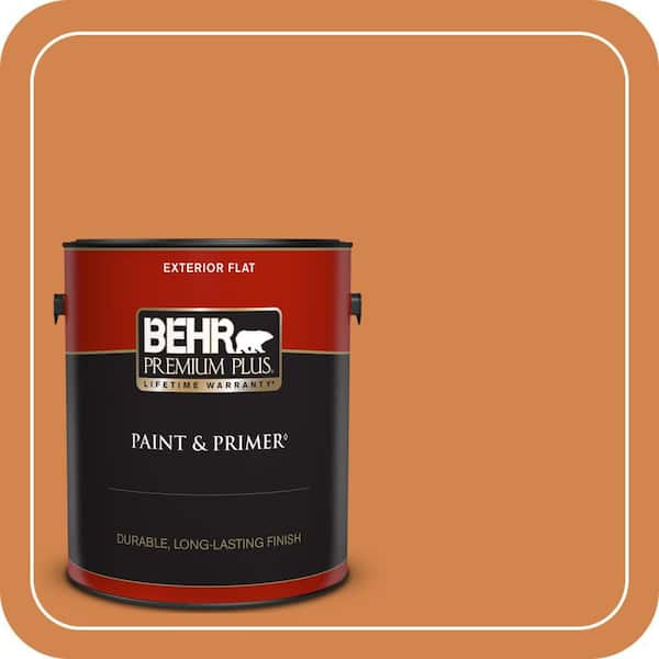 BEHR PREMIUM PLUS 1 gal. #PPU3-03 Flaming Torch Flat Exterior Paint & Primer (2)
