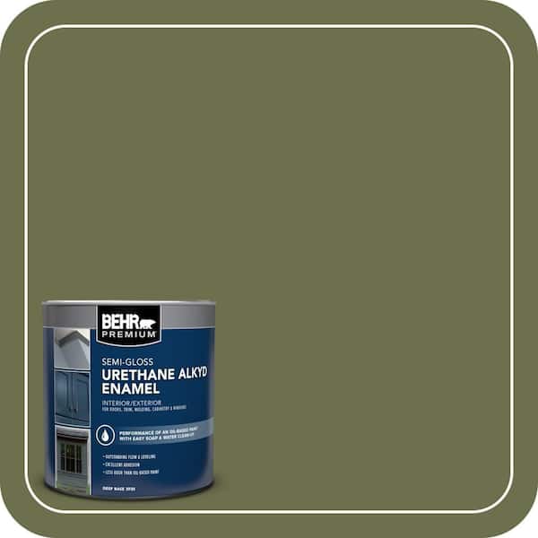 BEHR PREMIUM 1 qt. #AE-36 Shelter Green Semi-Gloss Enamel Urethane Alkyd Interior/Exterior Paint (2)