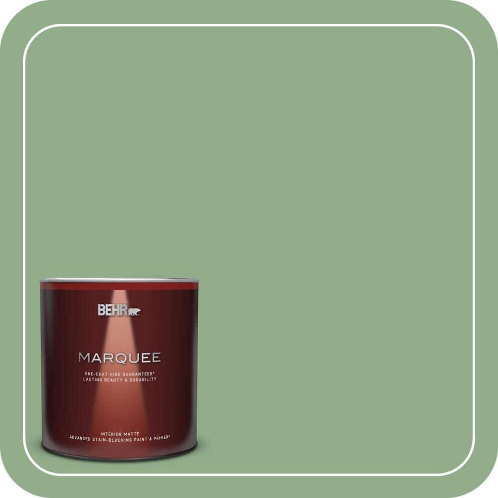 BEHR MARQUEE 1 Qt. #MQ6-46 Flora Green One-Coat Hide Matte Interior Paint & Primer