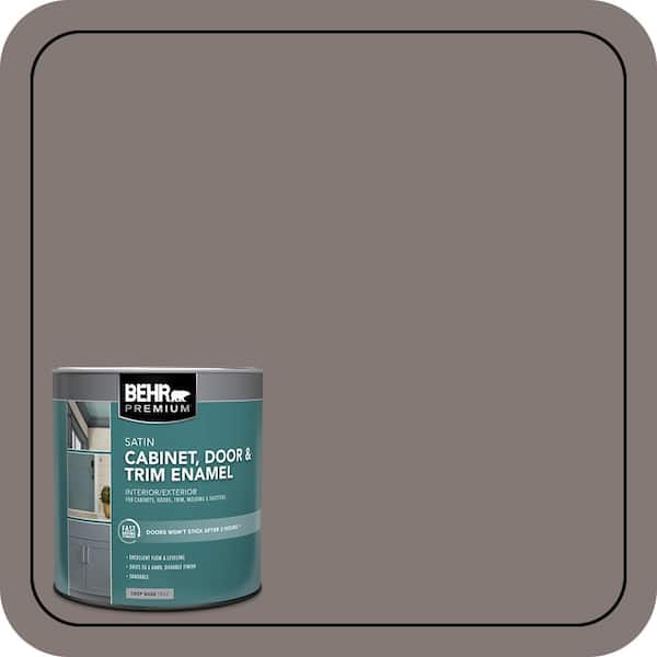 BEHR PREMIUM 1 qt. #N140-5 Complex Gray Satin Enamel Interior/Exterior Cabinet, Door & Trim Paint (2)