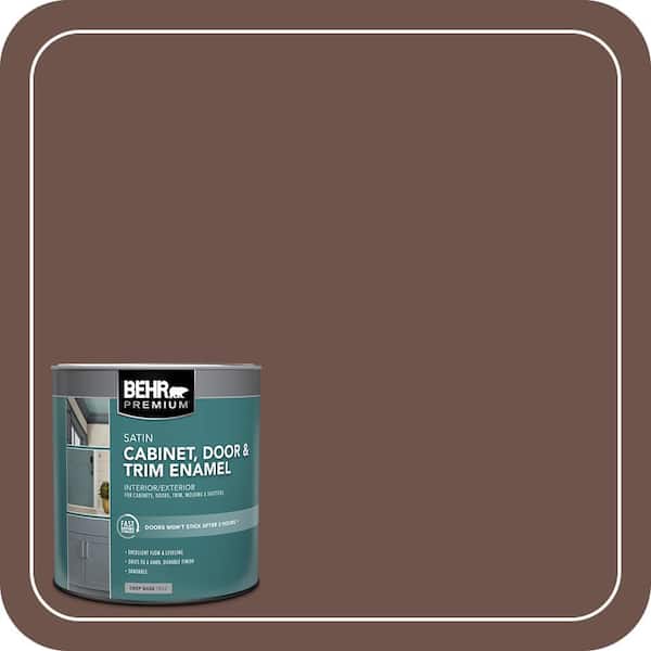 BEHR PREMIUM 1 qt. #N150-6 Coffee Beans Satin Enamel Interior/Exterior Cabinet, Door & Trim Paint (2)