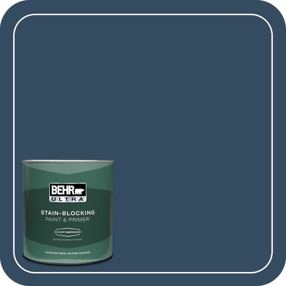 BEHR ULTRA 1 qt. #570D-7 Nocturnal Sea Extra Durable Semi-Gloss Enamel Interior Paint & Primer