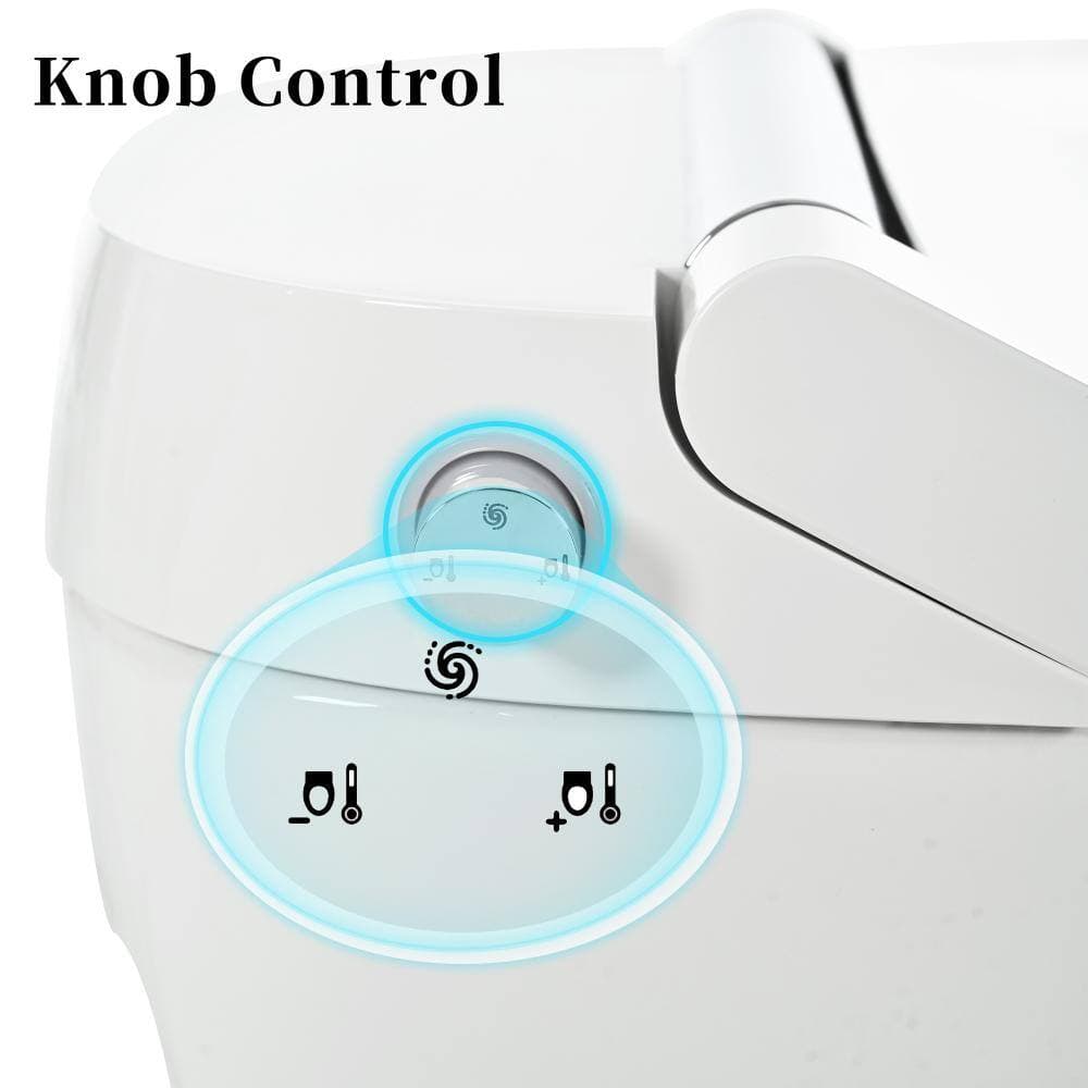 COWLOWN 12 in. 1-piece 1/1.28 GPF Dual Flush Elongated Smart Toilet in White with Adjustable Temp Heated Seat (2)