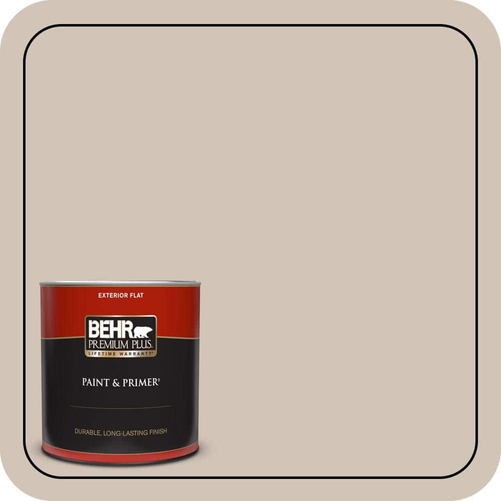 BEHR PREMIUM PLUS 1 qt. #PWN-70 Indulgent Mocha Flat Exterior Paint & Primer