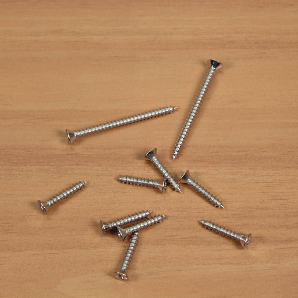 Everbilt #9 x 1 in. and #9 x 2-1/4 in. Phillips Flat-Head Satin Nickel Door Hinge Wood Screw Kit (21-Pack) (2)