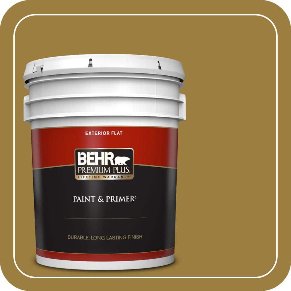 BEHR PREMIUM PLUS 5 gal. #S-H-380 Burnished Bronze Flat Exterior Paint & Primer