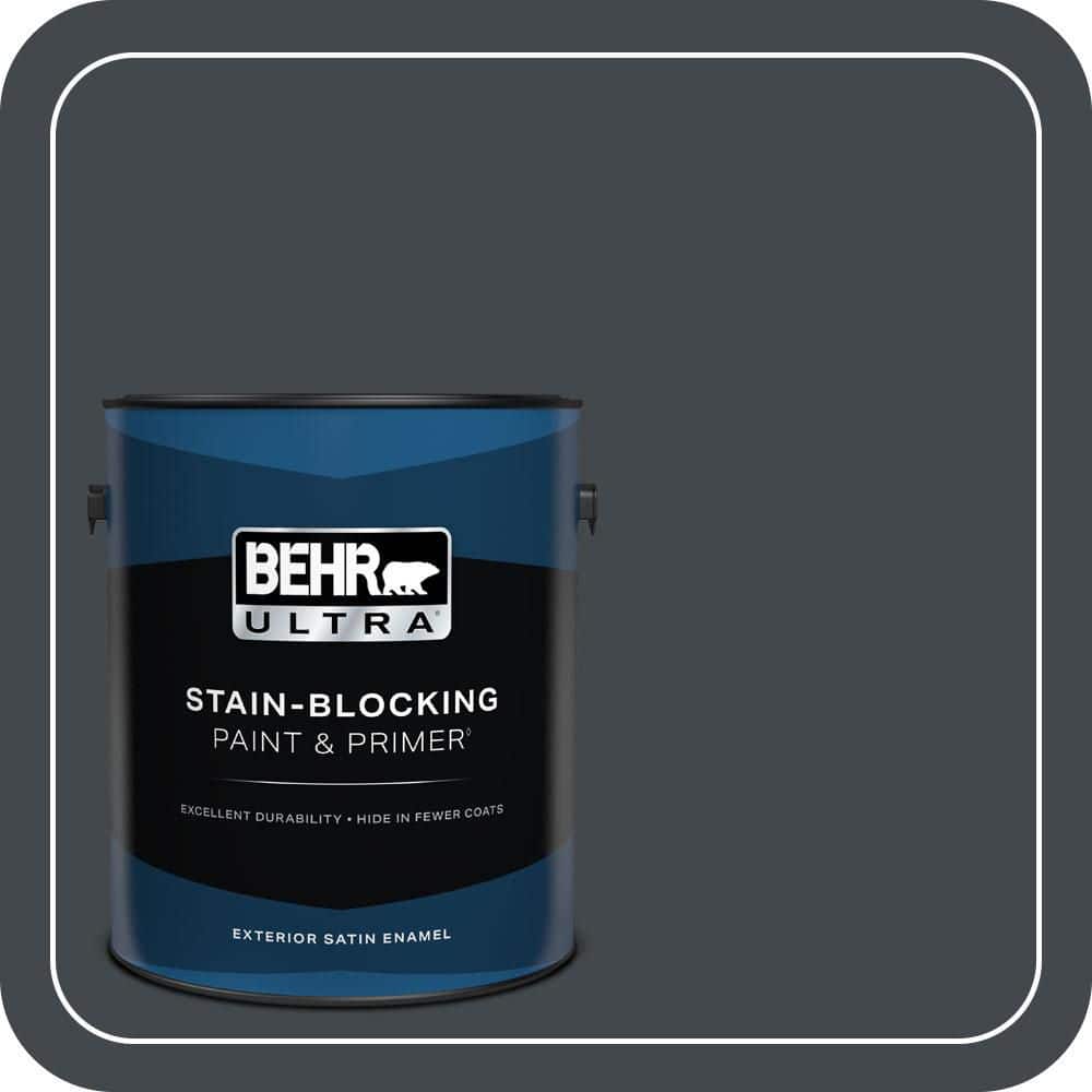 BEHR ULTRA 1 gal. #PPU24-23 Little Black Dress Satin Enamel Exterior Paint & Primer