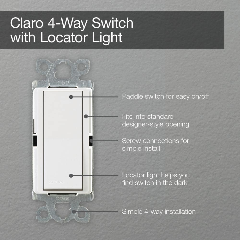 Lutron Claro On/Off Switch with Locator Light, 15-Amp/4-Way, (SC-4PSNL-BI) (3)