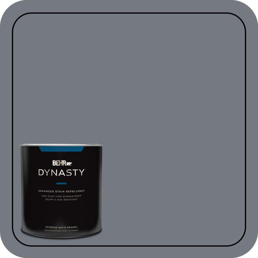BEHR DYNASTY 1 qt. #N510-5 Liquid Mercury color One-Coat Hide Satin Enamel Interior Stain-Blocking Paint and Primer