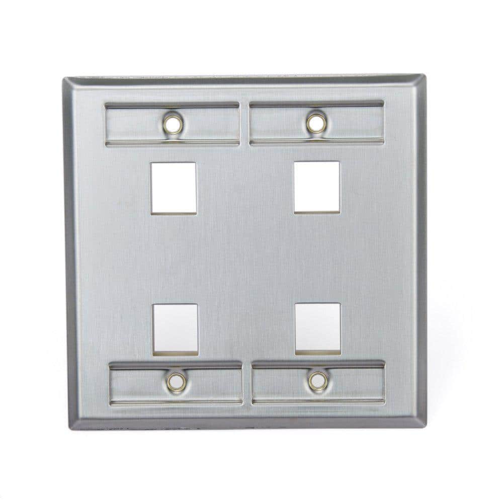 Leviton Stainless Look 2-Gang Audio/Video Wall Plate (1-Pack) 43080-2L4 (1)