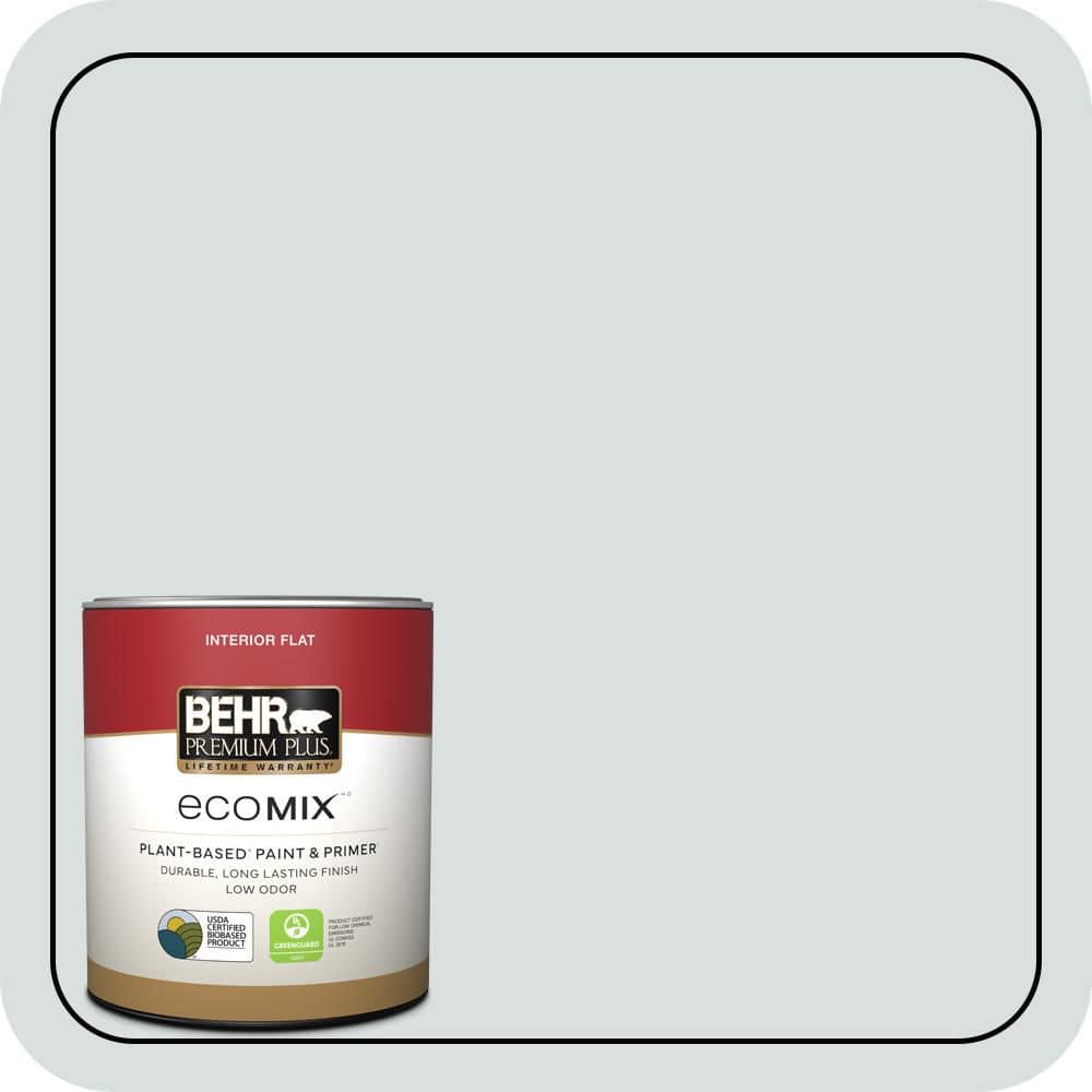 BEHR PREMIUM PLUS 1 qt. #MQ3-50 River Veil Flat EcoMix Plant-Based Interior Paint & Primer (1)