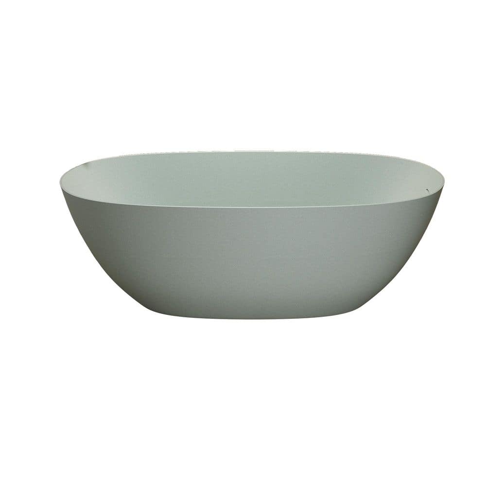 Boyel Living 65 in. x 31.9 in. Resin Stone Soaking Bathtub With Center Drain, Solid Surface Tubs with Overflow in Turquoise Green (1)
