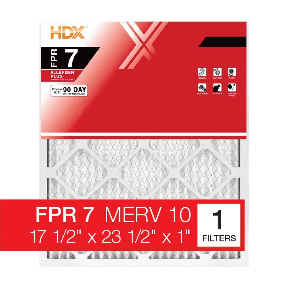 HDX 17.5 in. x 23.5 in. x 1 in. Allergen Plus Pleated Air Filter FPR 7, MERV 10
