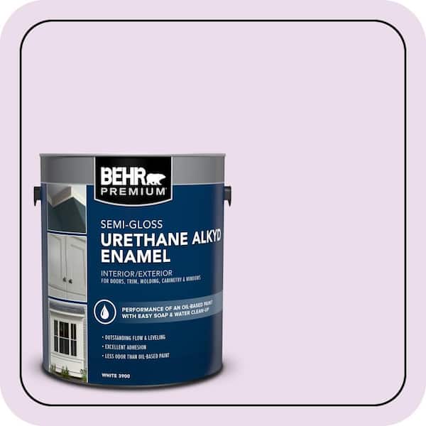 BEHR PREMIUM 1 gal. #P100-1 Sprinkle Urethane Alkyd Semi-Gloss Enamel Interior/Exterior Paint (2)