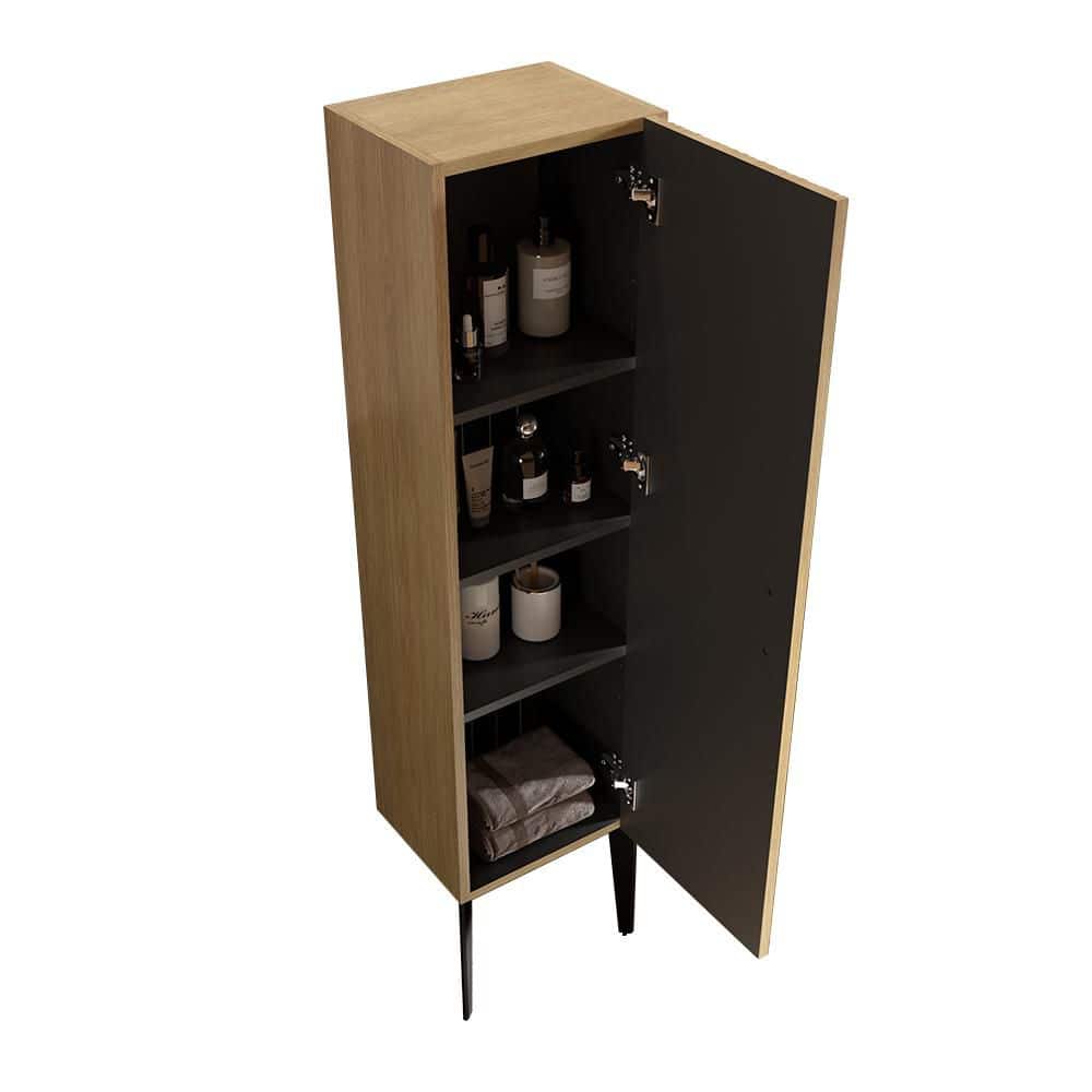 INSTER 13.79 in. W x 11.82 in. D x 57.92 in. H Bathroom Storage Wall Cabinet in Matte Black (3)