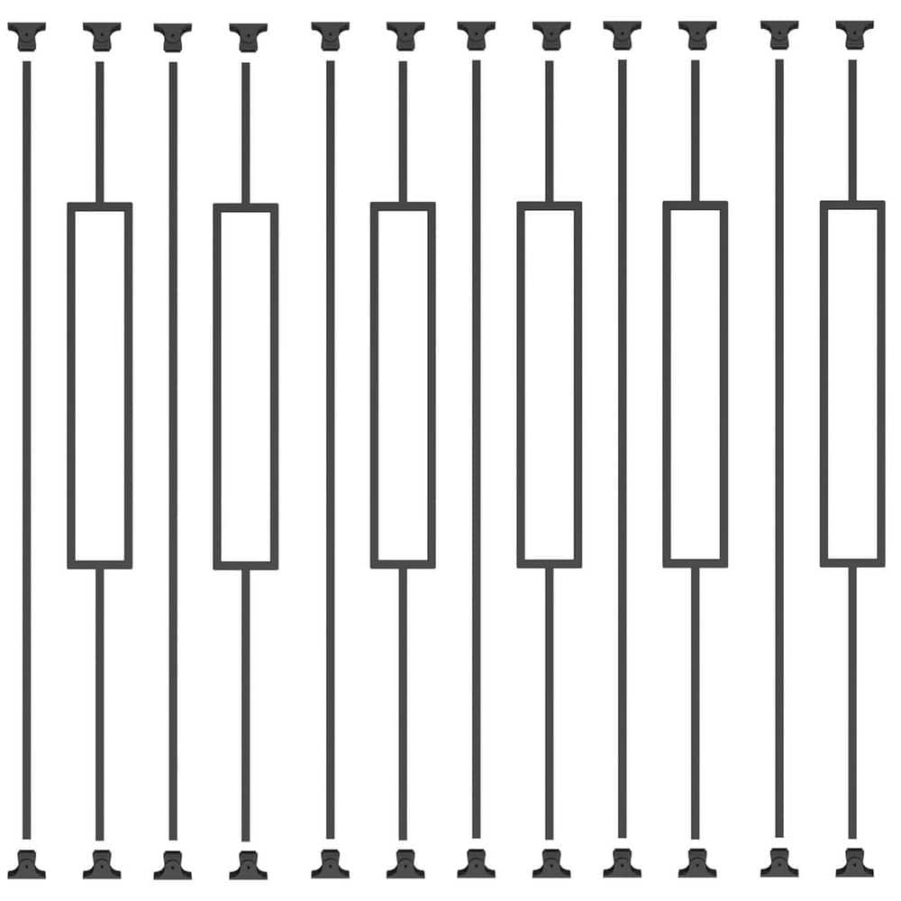 Afoxsos 44 in. H x 1/2 in. W Matte Black Iron Stair Railing Kit for Indoor Outdoor Deck Terrace with 40 Swivel 20-Pack Aluminum (1)