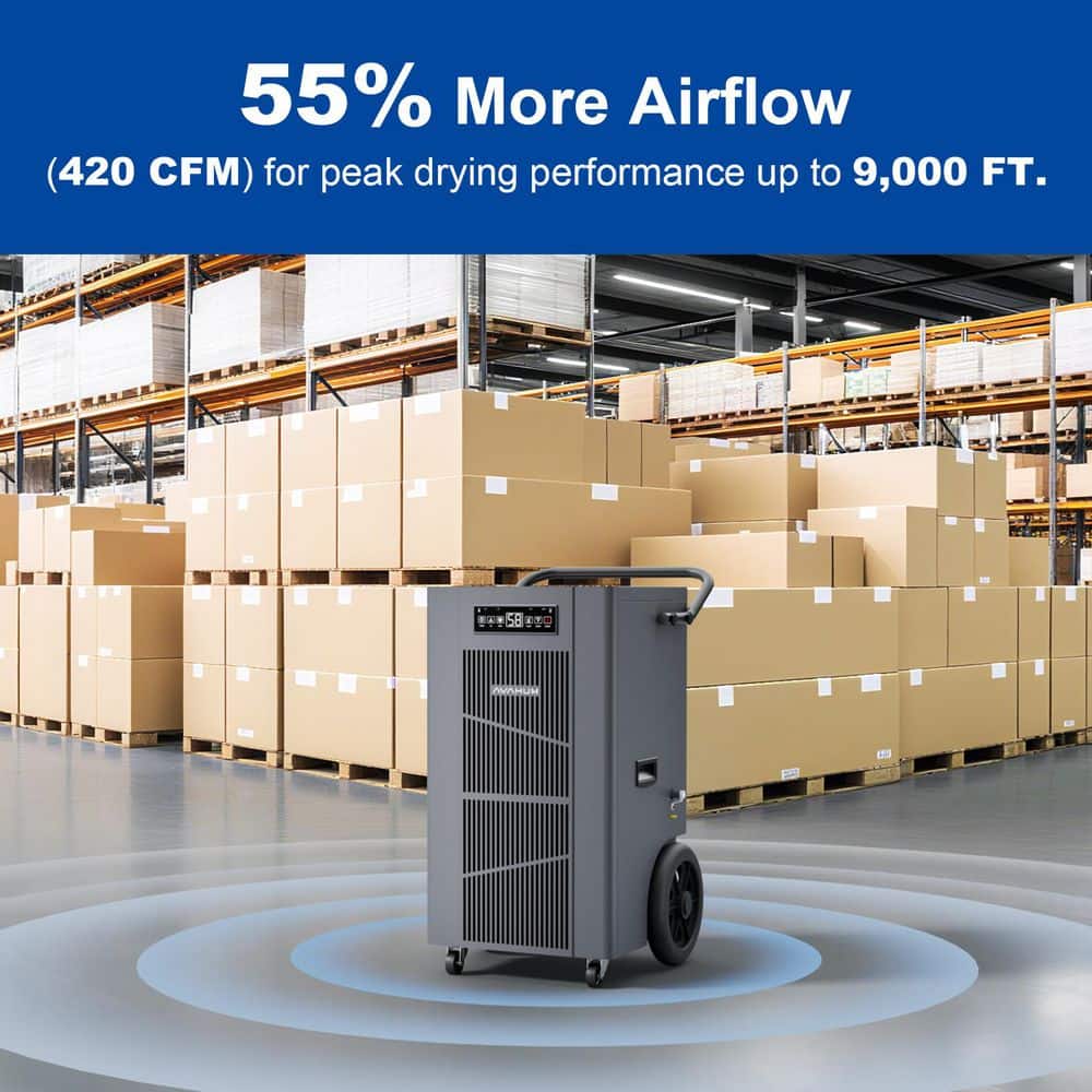 ANDTE 320 pt. 9,000 sq. ft. Bucket Less Commercial and Industrial Dehumidifier in. Gray With pump (3)