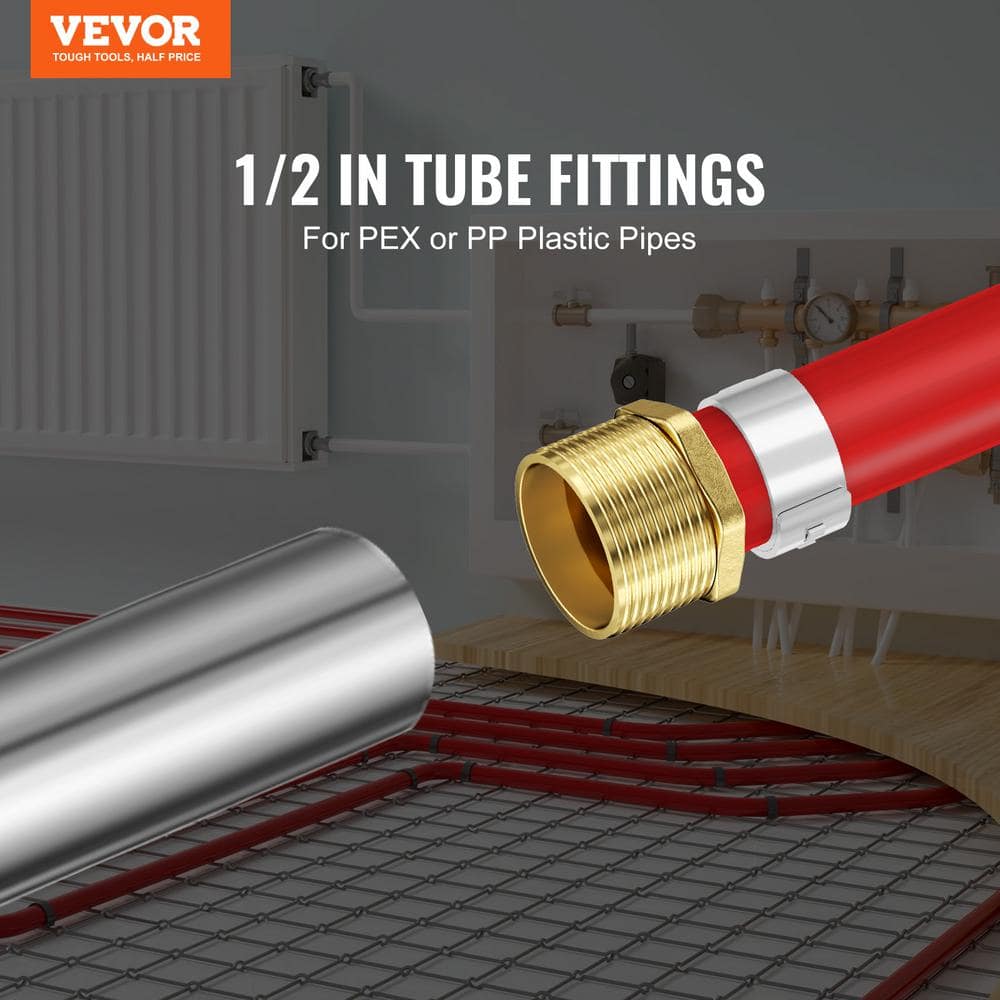 VEVOR Pipe Fittings 1/2 in. 25-Piece Brass Pipe Fittings Clamp-style 1/2 NPT External Thread Pipe Connector Brass Air Fittings (2)